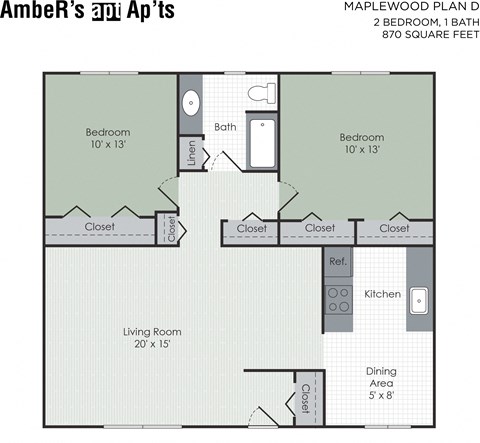 Two bedroom floor plan layout